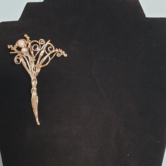 Vintage Hagit Gorali Freshwater Pearl 925 Sterling Silver Statement Brooch - Picture 3 of 14